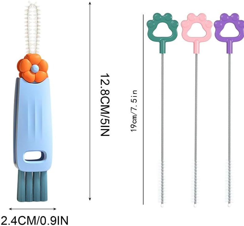 Miniatura 8 de Cepillo de limpieza de tapa de taza 3 en 1, juego de cepillos de limpieza de hendiduras para biberones con espacios reducidos, cepillo de limpieza