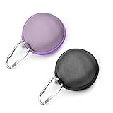 Case Star ® 2 PCS(Black and Purple) Earphone handsfree Headset HARD EVA Case - Clamshell/MESH Style with Zipper Enclosure, Inner Pocket, and Durable Exterior Plus Silver Climbing Carabiner With Case Star Cellphone Bag (EVA Earphone Case-Black and Purple)