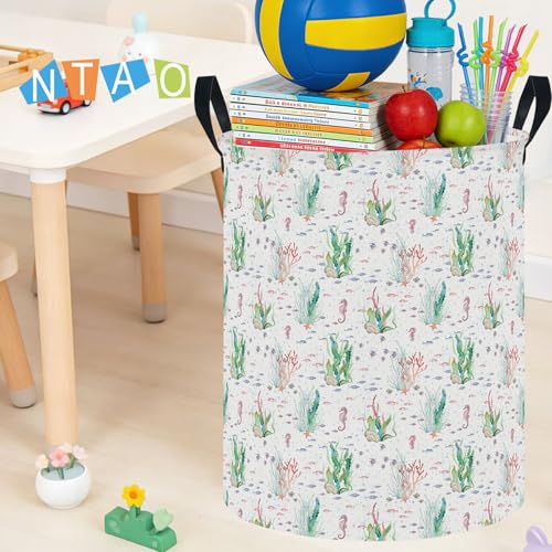 Image of NTAOHAMPER Underwater World Large Laundry Hamper,Laundry Basket,Baby Nursery Hamper,Waterproof Storage Bin,Clothes Organizer Basket,Room Decor(Underwater World)