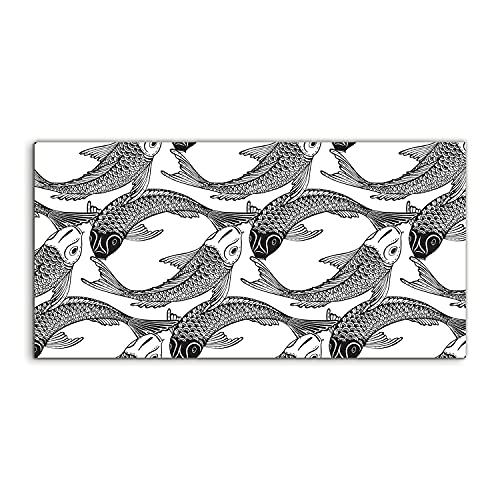 Tableau Japanese Koi carp fish verre trempe 140x70cm deco zen chambre