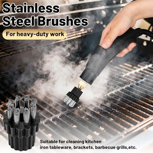 Image of 9PCS M8 Steam Cleaner Brush Head Steamer Replacement Attachments for Hard Surface, Brush Head Bulk Steam Cleaner Accessories Mop Parts Cleaning Brush Head, M8 Threaded Screw-on Brush