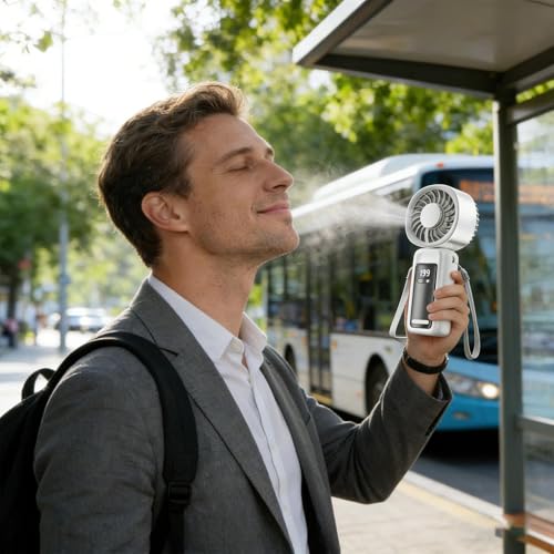 Ventilador portátil plegable con flujo de aire ajustable y LED 3