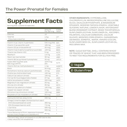 Image of bird&be The Power Prenatal for Females - Fertility Support with Algae Oil DHA (Omega-3), CoQ10 and N-Acetyl Cysteine - 30-Day Supply