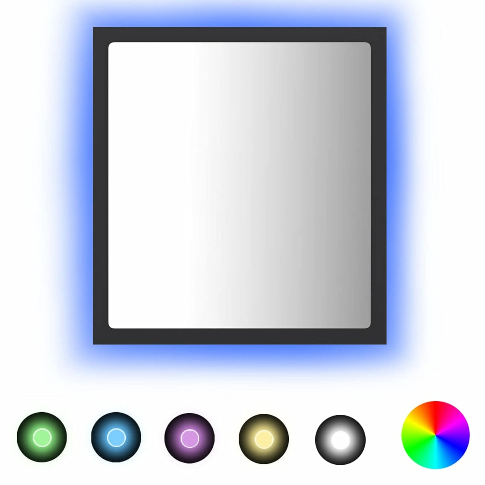 Miroir Salle De Bain LED Mural Gris 40x8,5x37 Cm - Éclairage RGB Changeant