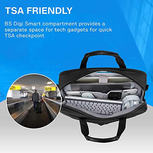 Image of BAGSMART Laptop Bag, 15.6 Inch Briefcase Men, Lockable Computer Bag Work Bag, Water-Repellent Shoulder Messenger Bag Travel Office Business, Black | Work Bag Water-Repellent Shoulder Messenger Bag Travel Office Business