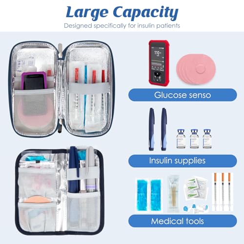 Image of YOUSHARES Insulin Cooler Travel Case - Diabetic Insulated Organizer Portable Cooling Bag for Medication Cooling Insulation, Insulin Pen Case with 2 TSA Approved Cooler Ice Pack