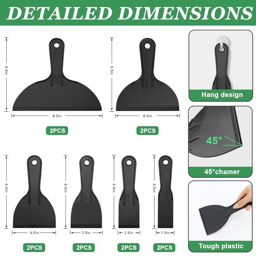 15 Pack Putty Knife, 2Putty Knife Set, 2Spreader, 2Spackle Tool, 2Plastic Putty Knife Scraper, 2Scraper Tool, 2Putty Scraper, 3 Detail Scraper Tool, Flexible Plastic Paint Scraper Tool for Spackling
