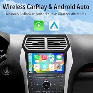 Car Radio Stereo Upgrade for Ford Explorer 2011-2019 with Qualcomm 8 Core 4GB+64GB Wireless CarPlay Android Auto, 10.1" Ford Explorer Stereo Bulid in EQ,DSP,Bluetooth,FM,AM,Backup Camera,SWC,WiFi,GPS.