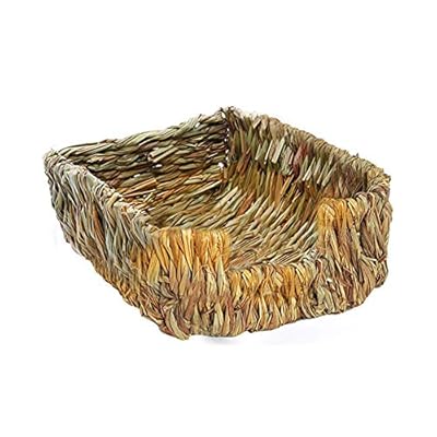 ZZM Woven Rabbit Grass Bed,Portable Natural Bed and Grass Nest Handmade Small Pet Hamster Guinea Pig Cage House Chew Toy Bed