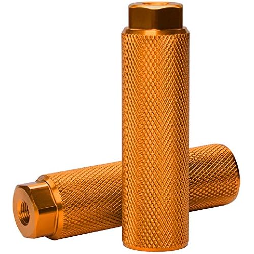 Vuwuma Amotor Bike Pegs Aluminum Alloy Anti-Skid Lead Foot Bicycle Pegs BMX Pegs for Mountain Bike Cycling Rear Stunt Pegs Fit 3/8 inch Axles (Yellow) 11