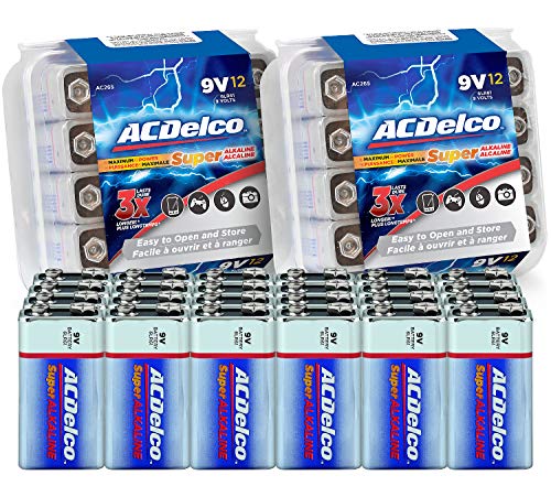 Powermax USA ACDelco - 9V Batteries, Super Alkaline Battery, 7-Year Shelf Life, Recloseable Packaging, 24 Count