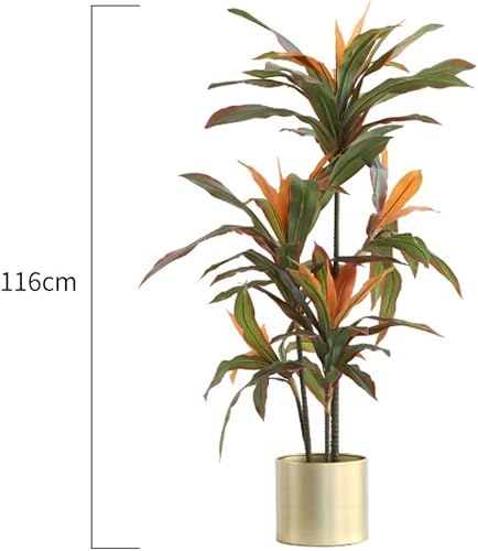 Miniatura 4 de Árbol artificial artificial en maceta, plantas artificiales de hierro con borde rojo, árbol de vegetación a gran escala, árboles falsos para muebles