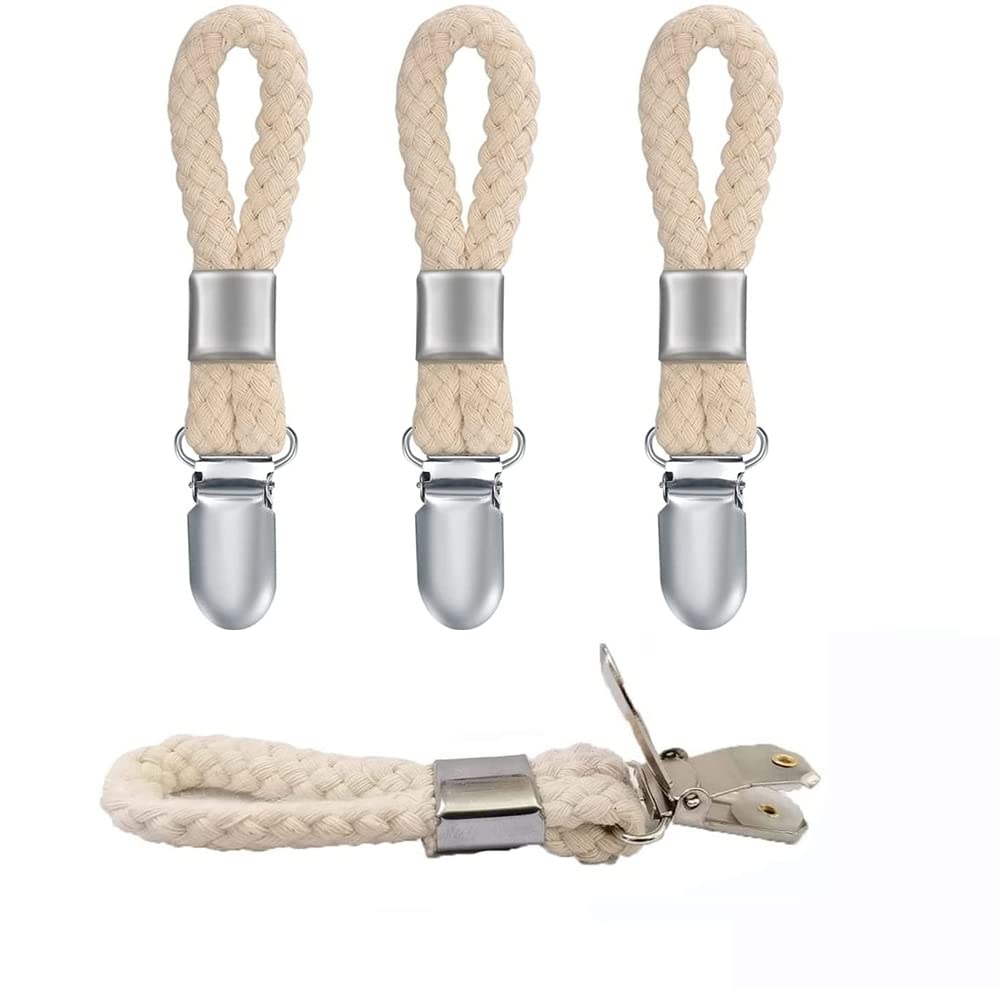 ELECDON Tea Towel Clip, Towel Clip, Beach Towel Hanging Clip, Storage Clip Suitable, for Hanging Cloth Items, Home Kitchen and Bathroom Cabinets, 4 Pcs White