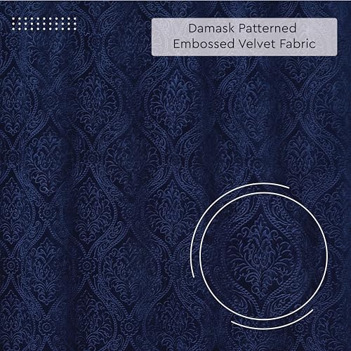 Image of Encasa XO Embossed Velvet Fabric Material by Meter Navy Blue | Sofa Cloth Material | Unstitched Fabric for Making Cushion Cover, Sofa Cover | 175 GSM | 2 Meters, 200x150 cm
