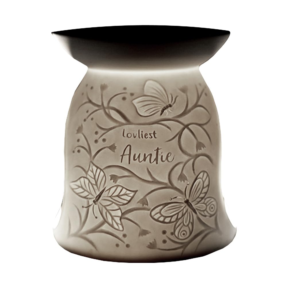 Cello Women's White Tealight Wax Electric Melt & Oil Burner, Loveliest Auntie Gifts, Stunning Porcelain Design | Gift Idea For Electric Wax Melt Essential Oil Burner
