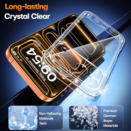 Image of TAURI for iPhone 17 Pro Max Case, with Screen Protector, Clear | Full Camera Protection, Anti-Yellowing Military-Grade Protection Shockproof Slim Phone Case for iPhone 17 ProMax