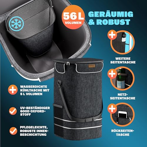 MONZANA® 3in1 Einkaufstrolley 56L bis 50 kg klappbar abnehmbare Tasche 6 Rollen Tragegurt...