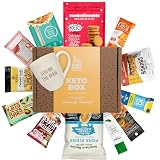 KETO Snacks & Keto Mug Gift Box: Low Carb (5G Net Carbs or less) Low Sugar (2G or less) High Fat Keto Friendly Snacks - Great Keto Gift Baskets