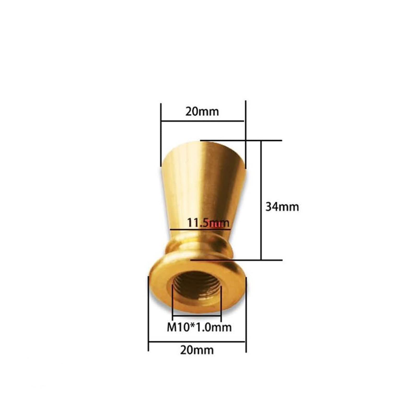 4 Pcs/lot Bouchon en Laiton Pur Forme Dia20 * H34mm Filetage Femelle M10 dent intérieure Haut écrou en cuivre for Lampes Vintage Accessoires d'éclairage Going