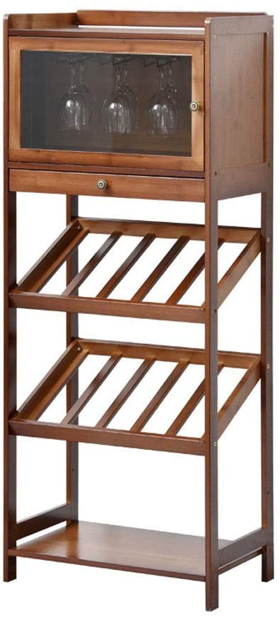 Soporte para botellas de vino de bambú natural con estante