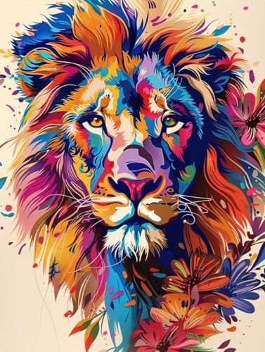 Peinture Diamant Lion 90x120cm | Kit Complet Broderie Diamant pour Adulte