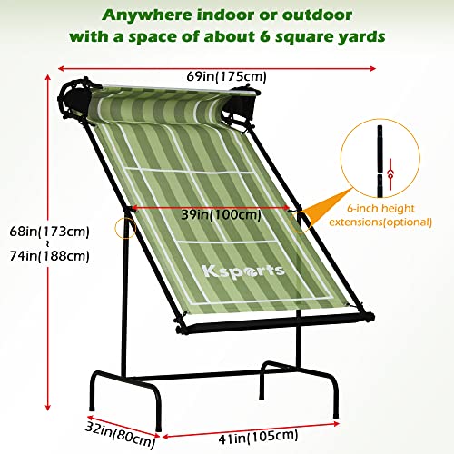 Ksports Tennis Rebounder Net Green Regular - Rebound Wall For Racket Sports - For Pickleball Padel Squash Racquetball Table Tennis -Portable Backboard For Indoor & Outdoor Training With Carry Bag #TOP1