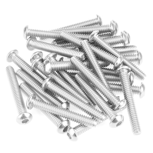 Image of 30 Pieces 1 /4-20 x 1-3 /4 inch Button Head Socket Cap Screws Bolts, HELIFOUNER 304 Stainless Steel (18-8) Screws, Bright Finish, Fully Threaded