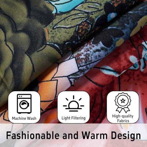 Image of Boho Kitchen Curtains 3 Piece Set Tier Valance Window Decor | 3 Piece Kitchen Curtain Set Includes 54x18in Valance and Two 27.5x36in Tier Curtains for Kitchen, Bedroom and Living Room