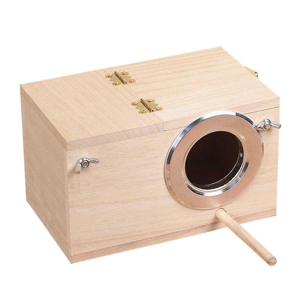 YJJKJ Wood Parakeet Nest Box Pet Bird House Parrot Breeding Mating Box Bird Cage Box for Lovebirds Cockatiel Parrotlets Budgerigar Parakeet (S)