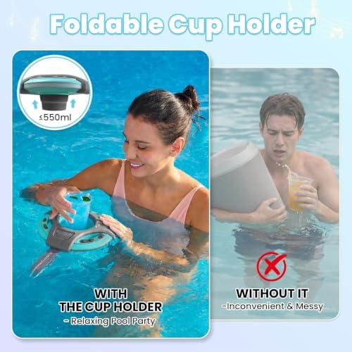 Mambobaby Floating Bluetooth Speaker with Collapsible Cup Holder, IPX7 - 2