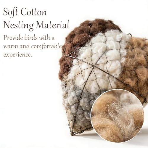 Handmade Fiber Bird Nesting Heart, Alpaca Fiber Bird Nest, Refillable Birds Haven 1 Heart Shape Nest and 3 Bags of Nest Materials, Winter Fowl Gifts Animal Hummingbirds Lovers Home Garden Yard - Image 4