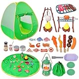 Camping Set Toys with Pop up Play Tent Indoor Outdoor Pretend Camping Playset for Toddlers Kids Boys Girls 3-5 Years Old