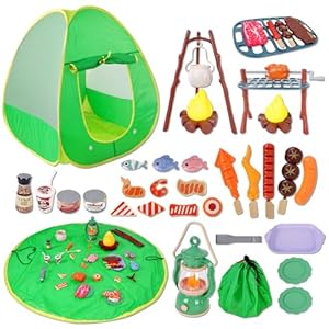Camping Set Toys with Pop up Play Tent Indoor Outdoor Pretend Camping Playset for Toddlers Kids Boys Girls 3-5 Years Old