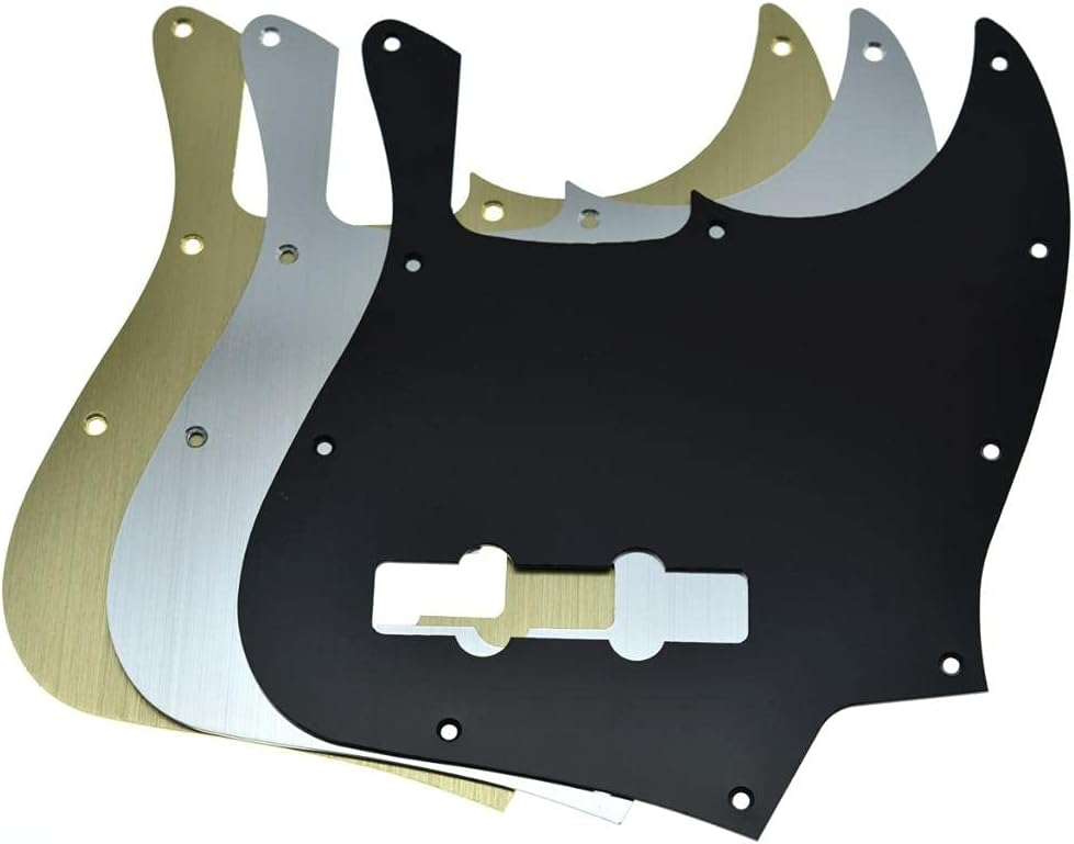KAISH 10-Hole Metal Anodized Aluminium J Bass Style Pick Guard Modern Style Bass Pickguard for USA/Mexico Jazz J Bass Silver