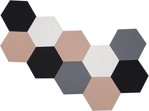 Afumazi Tablero de fieltro hexagonal, 10 unidades, tablero de corcho de pared (grande), tablero de notas adhesivo de fieltro para fotos, fotos,