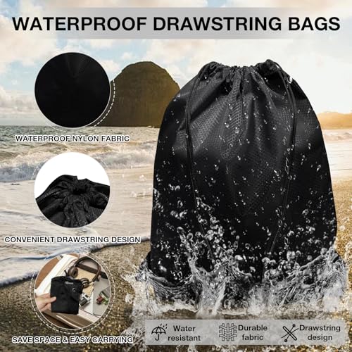 HIIXHC 2-Pack Black Drawstring Backpacks, Cinch Bag, Lightweight & Washable Sackpack, Perfect for Gym, Sports, Travel - Men & Women,X-Large 22.4"x17.5"4