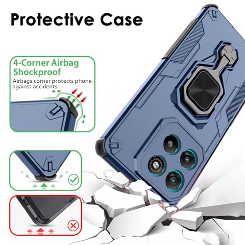 Image of TheGiftKart Tough Armor Bumper Back Case Cover for Motorola Moto G67 Power / G57 Power 5G | Ring Holder & Kickstand in-Built | 360 Degree Protection Back Cover for Moto G67 Power 5G (PC & TPU, Blue)
