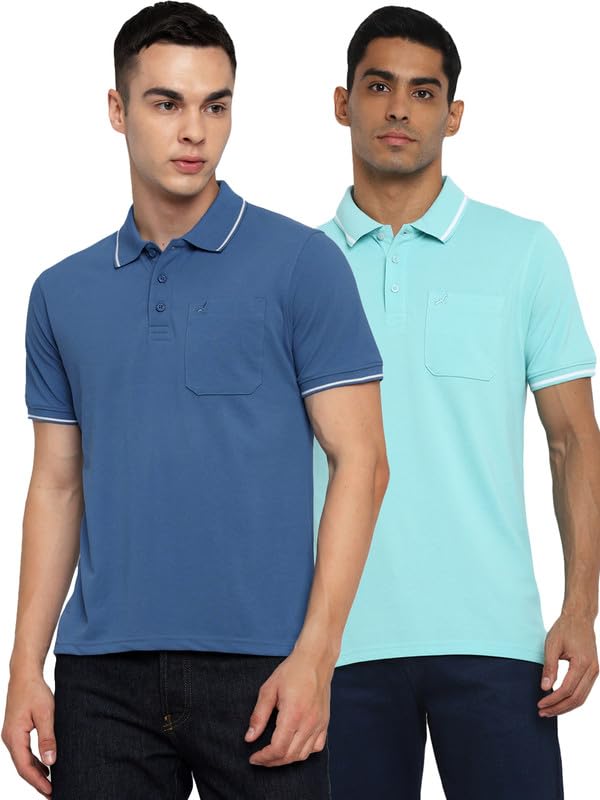 Image of AMERICAN CREW Men's Polo Collar T-Shirt with Pocket, Combo Pack of 2