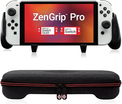 Satisfye – ZenGrip Pro Gen 3 OLED Slim Bundle, Accessories Compatible with Nintendo Switch - The Bundle includes: Black Pro Grip, Slim Case