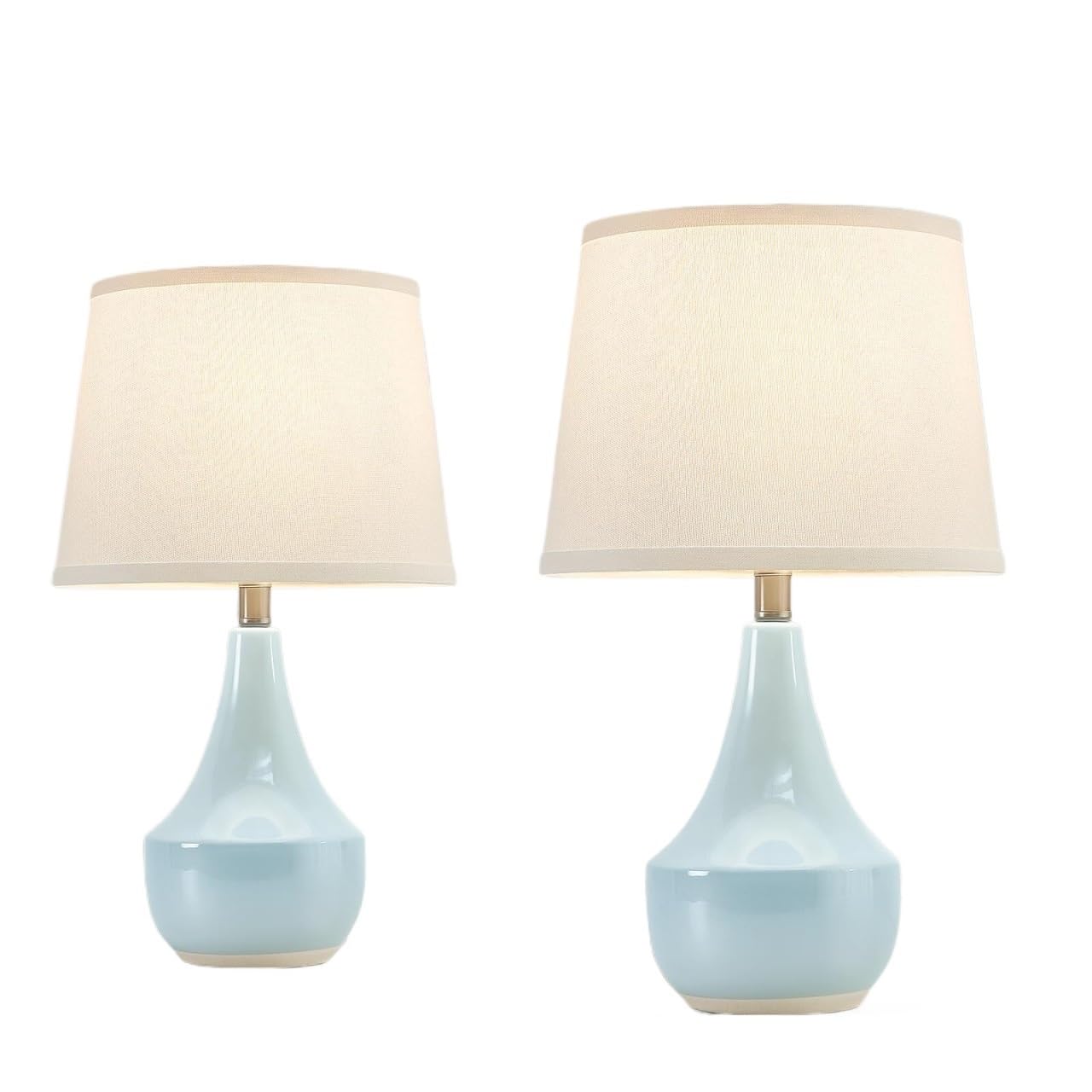 TTDGYYXW Ręcznie wykonany ceramiczny zestaw lamp stołowych w kolorze srebrnym i niebieskim do salonu i sypialni (ciepła biel 3000 K)