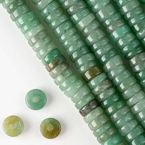 Cherry Blossom Beads Large Hole Green Aventurine 3-5x10mm Heishi with 2.5mm Drilled Hole - 8 Inch Strand-image-24