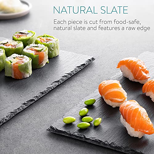 Foto von Navaris Schiefer Teller Platzset 6-teilig - 38x28cm Schieferplatten 6x Servierplatte für Sushi Käse - Schieferplatte eckig groß in Anthrazit