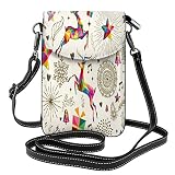 Crossbody Cell Phone Purse Colorful-Geometric-Reindeer-Moose Messenger Shoulder Handbag Wallet For W