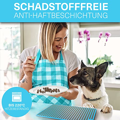 YAVA® Backmatte Hundekekse Mini Halbkugel (1cm), Premium Silikon Backmatte für Hundeleckerli, Hundekekse Backform, Leckerli Backmatte für Hunde, Backunterlage, Silikonmatte, BPA-frei (Türkis)