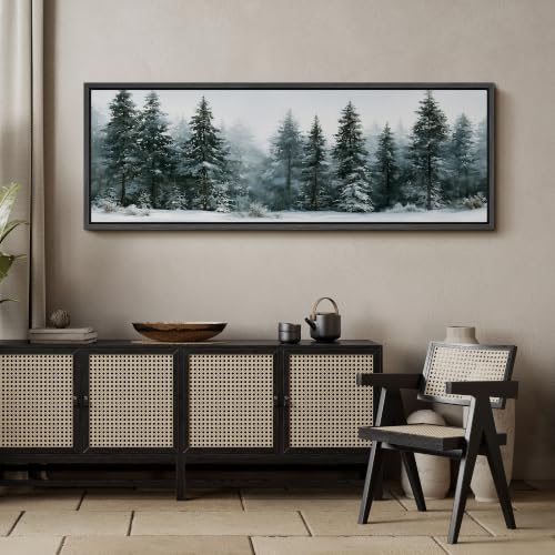 Image of MUDECOR Large Framed Canvas Print Wall Art Snowy Pine for Living Room