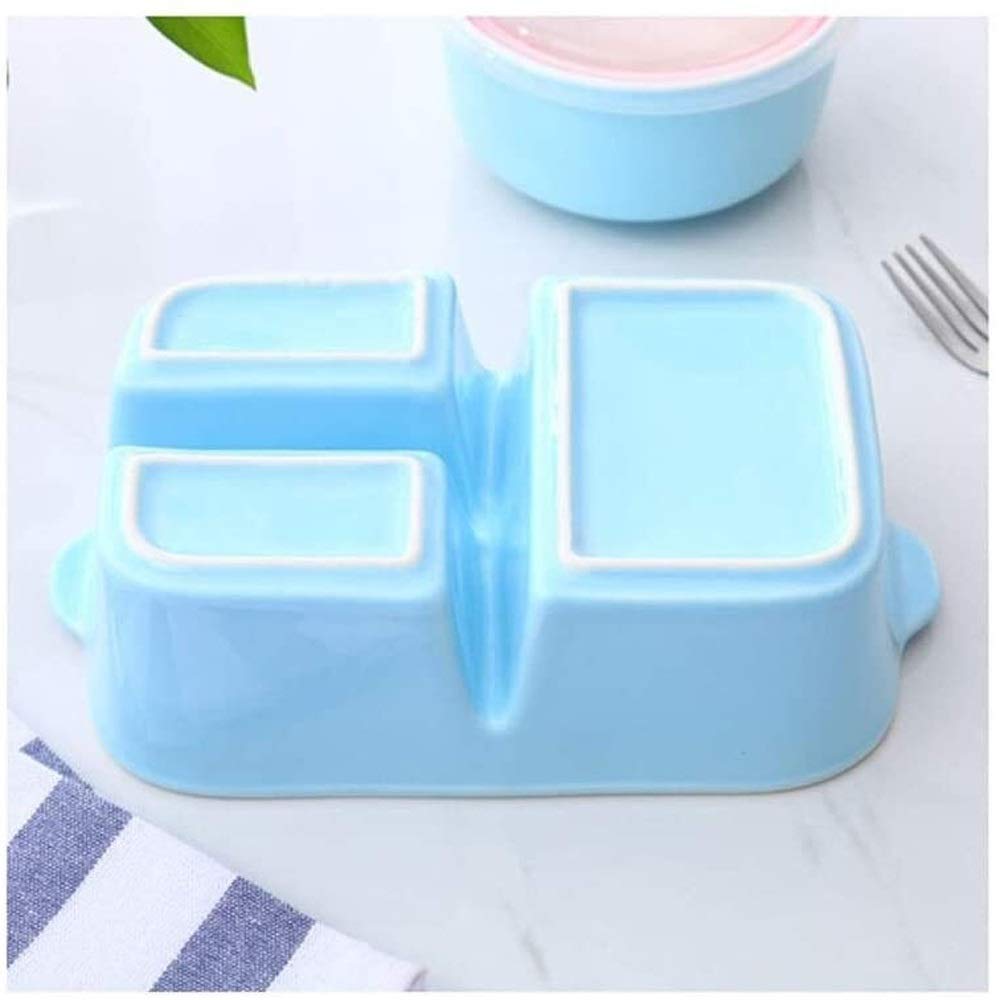 Fiambrera de Acero Inoxidable con Tapa, Compartimento, Cuenco de cerámica para arroz y cazuela Rectangular.
