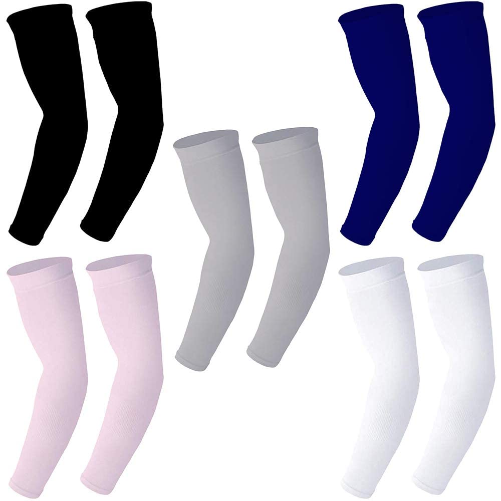 VTFlair Men's Women's Arm Sleeves With Black,Dark Blue,Grey,Light Pink And White Color -Combo of 5 Pairs Arm Sleeves