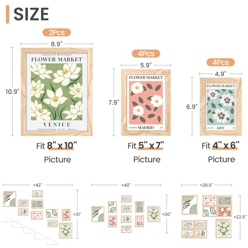 Upsimples Natural Wood Picture Frame Set of 10 #TOP20