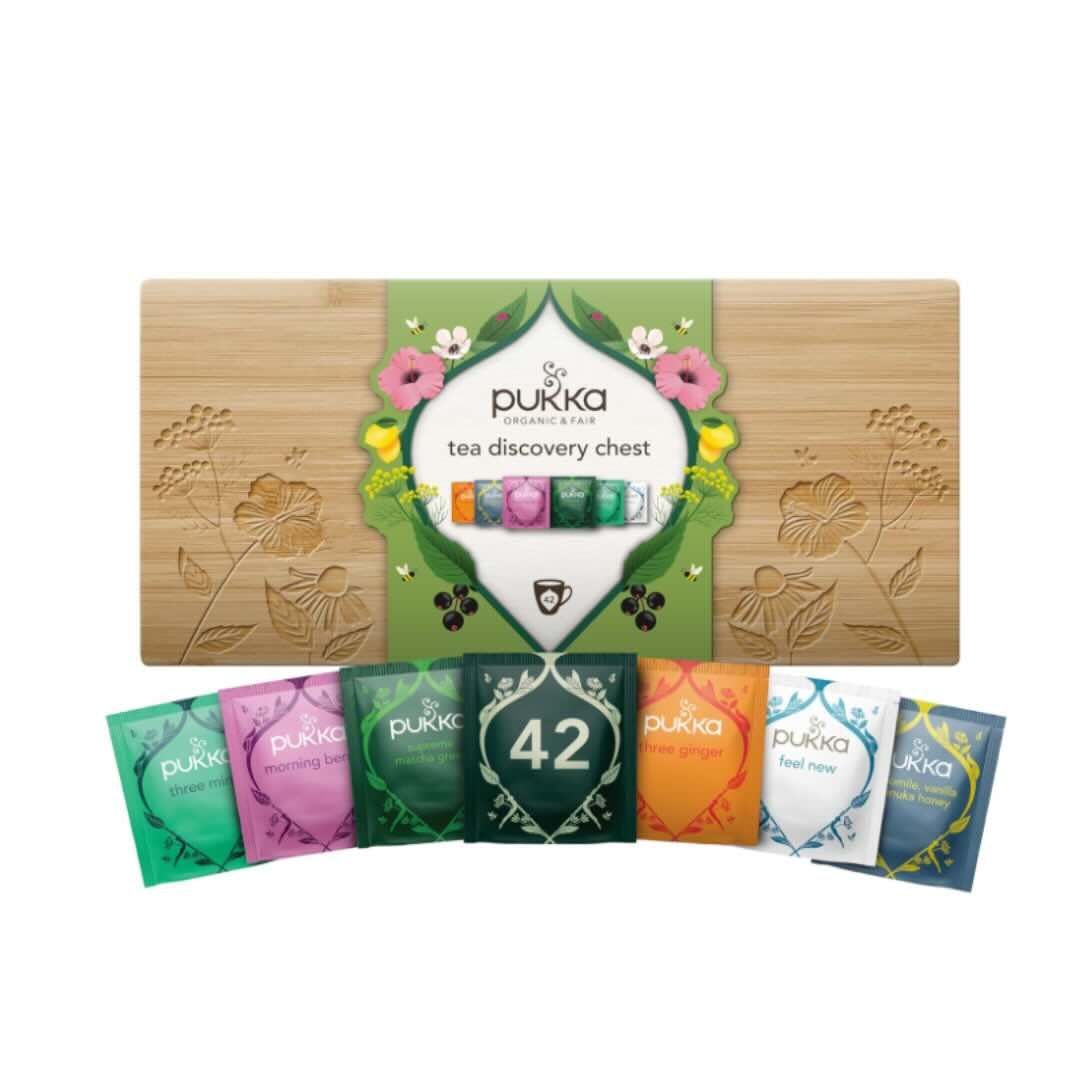 Limited Edition Discovery Chest, Premium Selection of Infused Organic Teas, Comes in Gift Ready Bamboo Box, Exquisite Herbal Teabag Assortment, Ideal for Tea & Infusion Lovers, 42 Assorted Bags