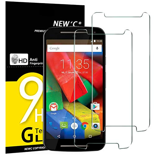 NEW'C Lot de 2, Verre Trempé pour Motorola Moto G 2ème génération, Film Protection écran sans Bulles d'air Ultra Résistant (0,33mm HD Ultra Transparent) Dureté 9H Glass